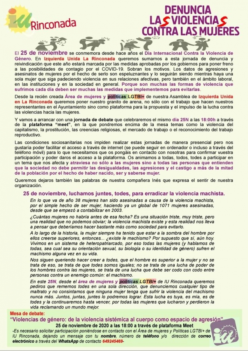 25 de noviembre, día internacional contra la Violencia de Género