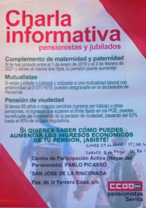 CHARLA INFORMATIVA pensionistas y jubilados CCOO